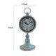preview thumbnail 5 of 3, 13 Inch Decorative Table Clock, Iron, Vintage Inspired Design, Aqua Blue