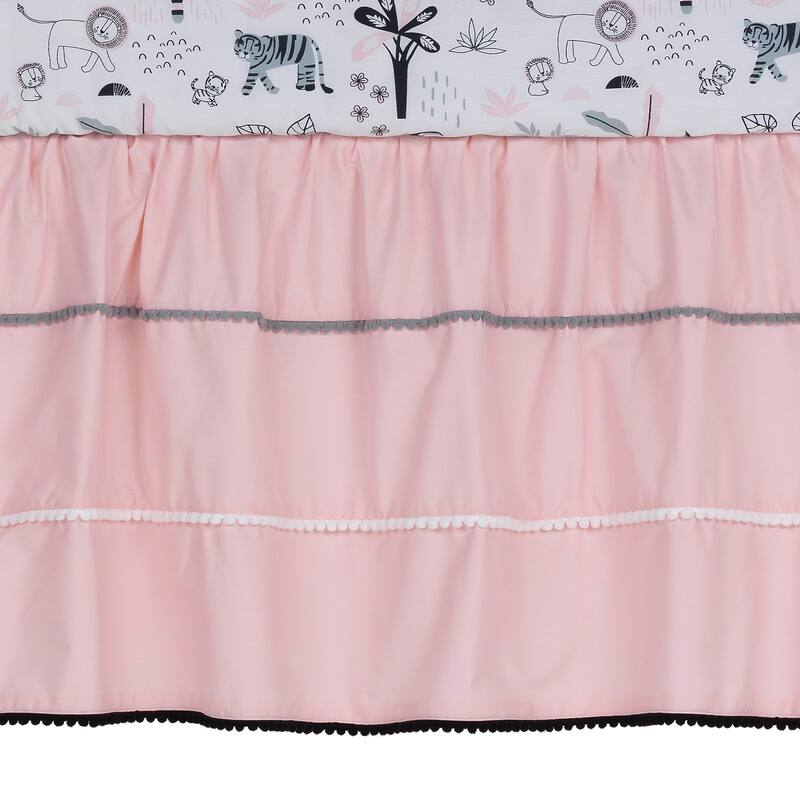 Lambs & Ivy Happy Jungle Pink/White Safari Nursery 5-Piece Crib Bedding Set