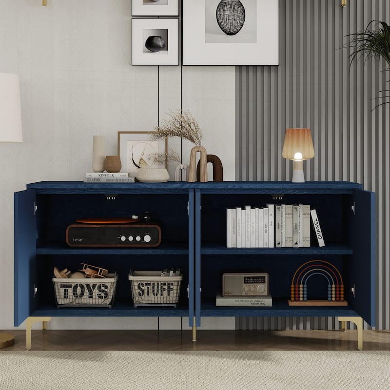 Versatile 4-Door Sideboard with Adjustable Shelves for Home Spaces