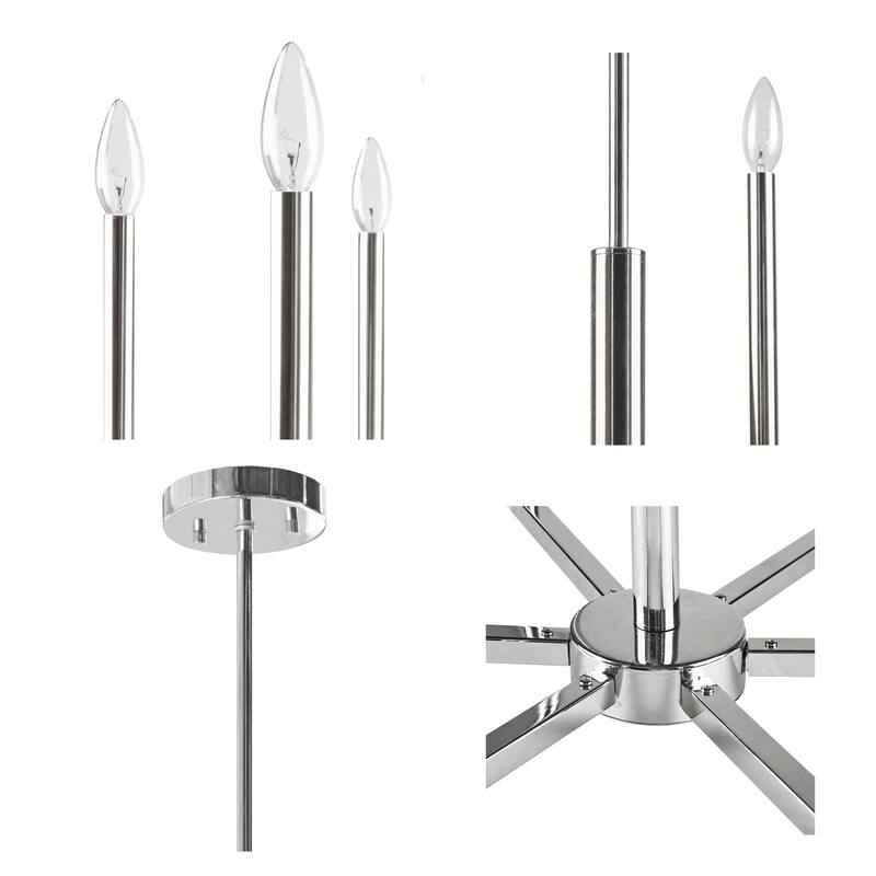 INK+IVY Renzetti 6-Light Contemporary Candelabra Styled Chandelier - Silver