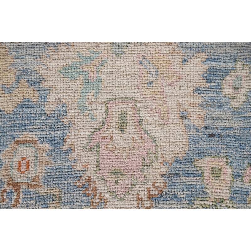 Hand Knotted Oriental 100% Wool Carpet Transitional All-Over Navy Blue & Blues Oushak Runner Rug - 9' 11'' X 2' 8''