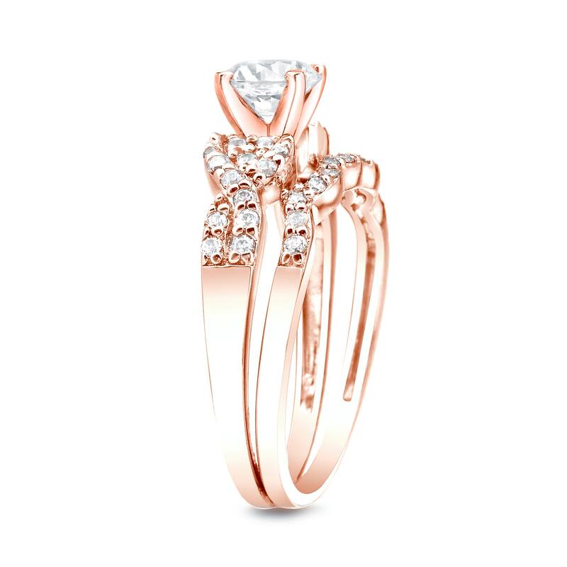 Auriya 3/4ctw Braided Twist Diamond Engagement Ring Set 14k Rose Gold