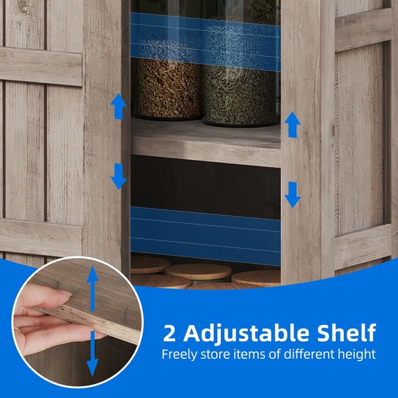 Farmhouse Sideboard Buffet Cabinet with Storage-Sliding Barn Doors and 4 Drawers