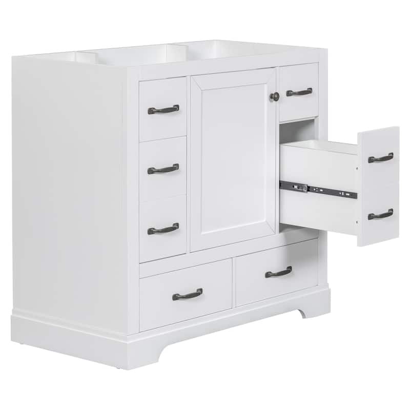 GDFStudio - Avalon 36-Inch Bathroom Vanity Cabinet Base Only, Six Drawers, Multi-Functional Drawer Divider, Painted Finish