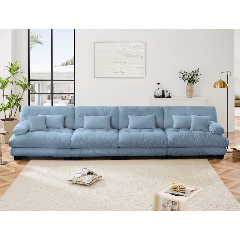 Rossetta 4-Seater Stylish Design Chenille Modular Sectional Sofa with Round Bolster Armrests
