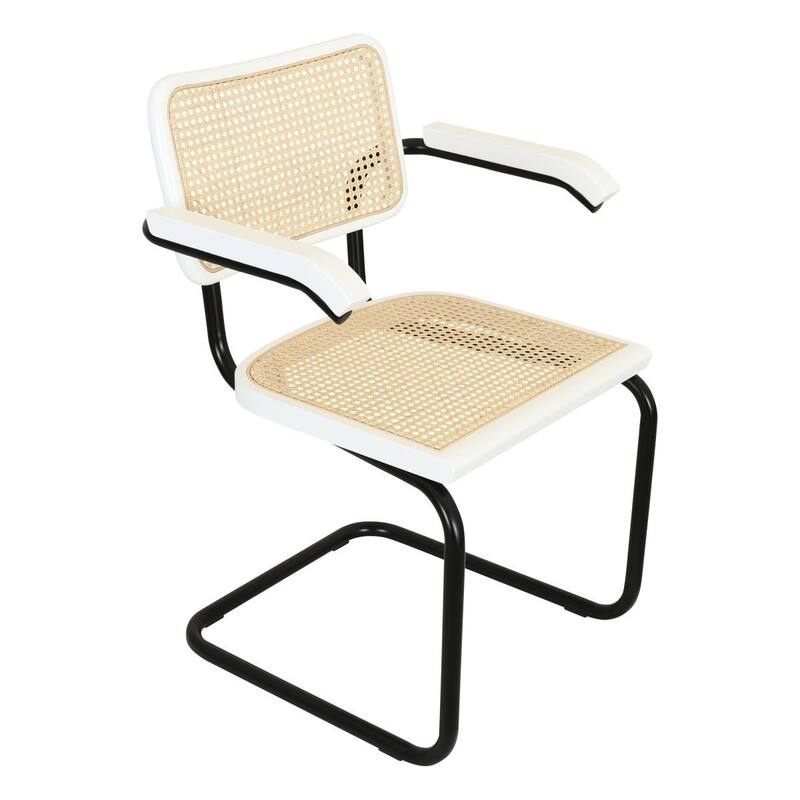 Breuer Chair Company Marcel Breuer Cesca Cane Cantilever Armchair Arm Chair w/ Black Steel Frame (Various Wood & Cane Colors)