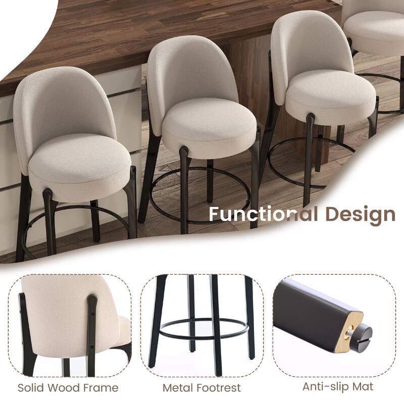 set of 4 Upholstered Counter Height Bar Stools