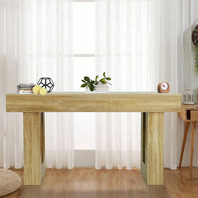 63 in Wood Console Table, Narrow Entryway Table for Entryway - Oak