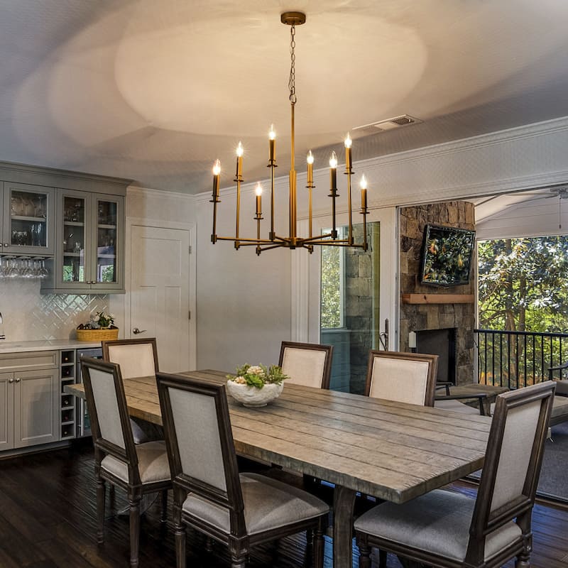 8-Light Classic Candle Chandelier Kitchen island Hanging Pendant for dining room