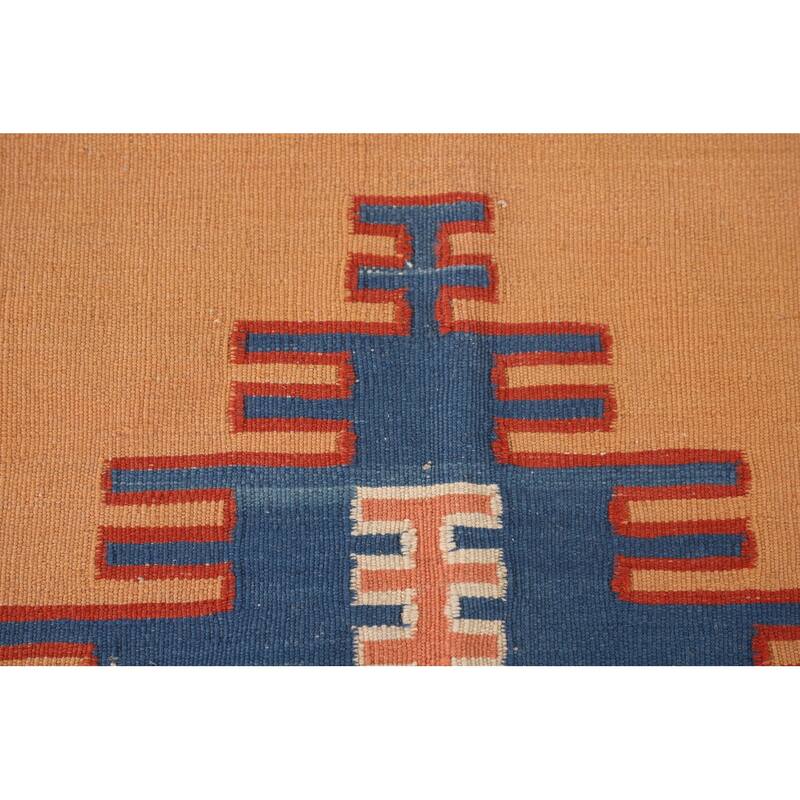 Geometric Kilim Shiraz Persian Area Rug Flatweave Wool Carpet - 4'11"x 6'5"