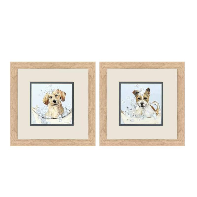 HomeRoots Set Of Two Bath Time Brown Framed Wall Art