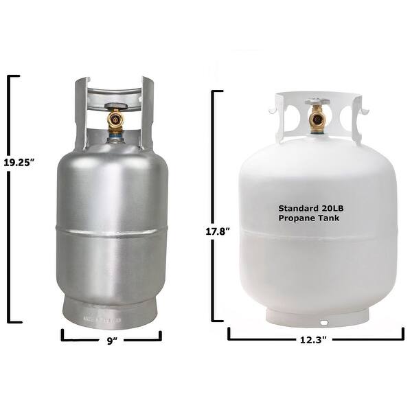 dimension image slide 0 of 2, Flame King 10LB Aluminum Propane Tank with OPD Valve, Corrosion-Resistant & Rust-Free, Lightweight