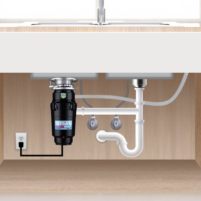 Waste Maid 1/2 HP Economy Garbage Disposal with Attached Power Cord - Stainless Steel - 1/2 hp