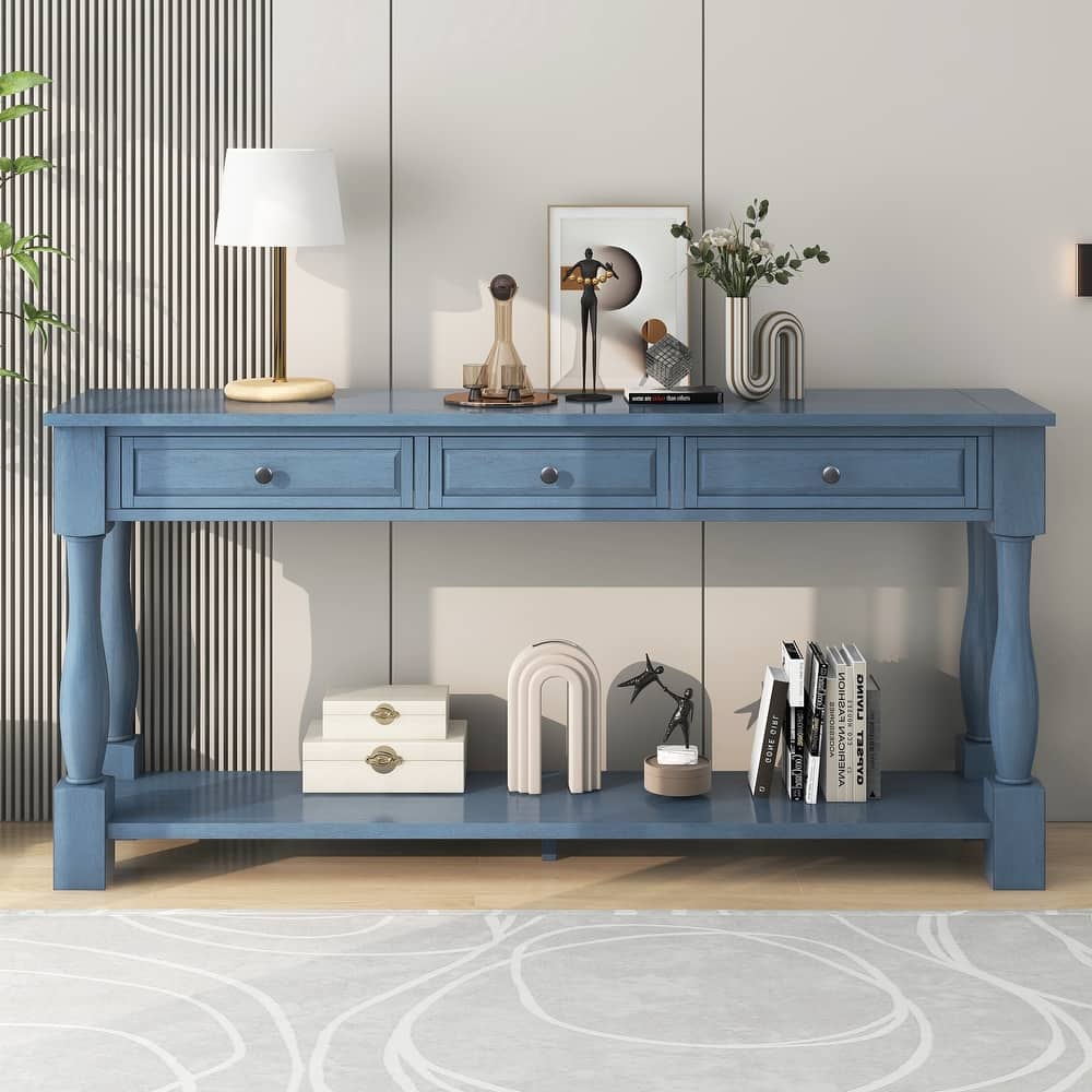 63" L Console Table with 3-Drawers and Shelf