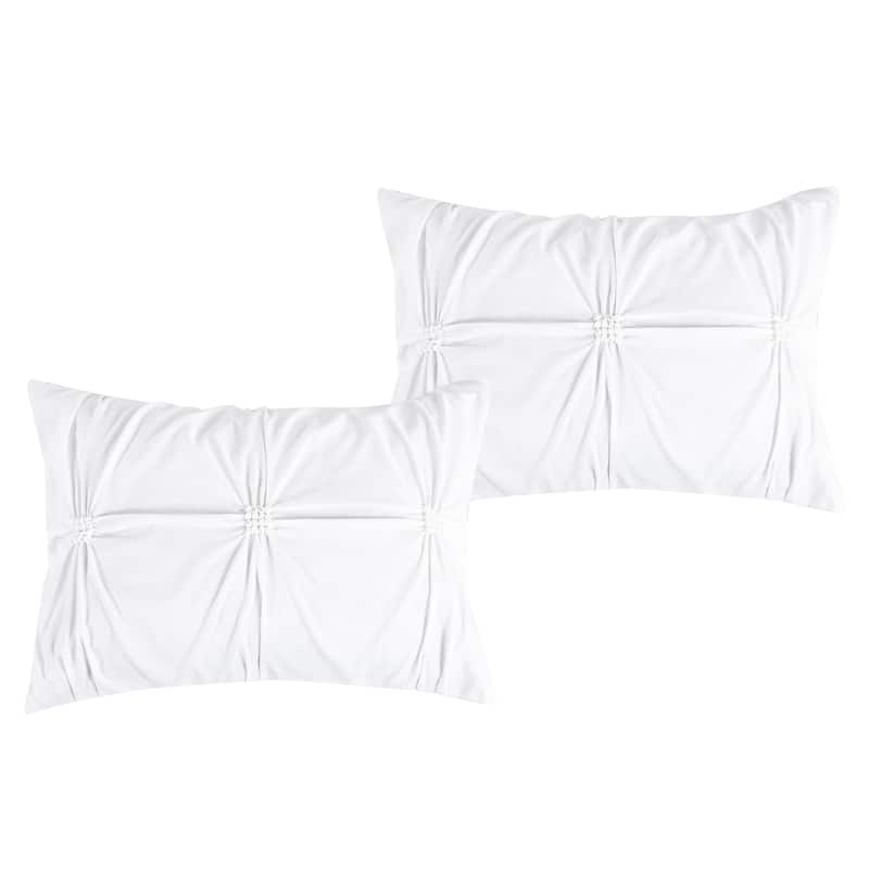 DCP 4 Piece All Season Soft Polyester Bedding Comforter Set,White with Striped Folds