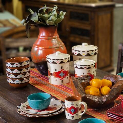 Paseo Road by HiEnd Accents Del Sol Aztec Ceramic Dinnerware Set, 16PC