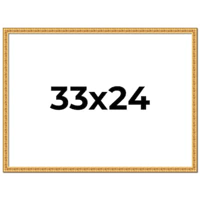 33x24 Frame Gold Real Wood Picture Frame Width 1 inches | Interior