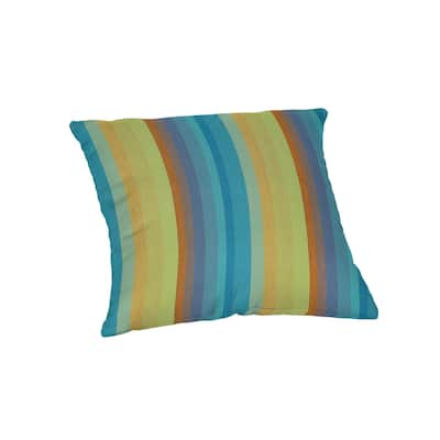Sunbrella® Stripe Fabric 1-Piece Indoor/Outdoor Square Throw Pillow, 18"W x 18"L, Astoria Lagoon