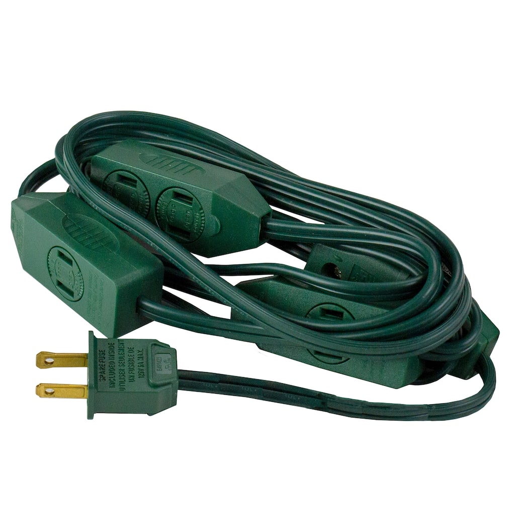 9ft Green Indoor Extension Power Cord with 9-Outlets and Foot Switch - 9'