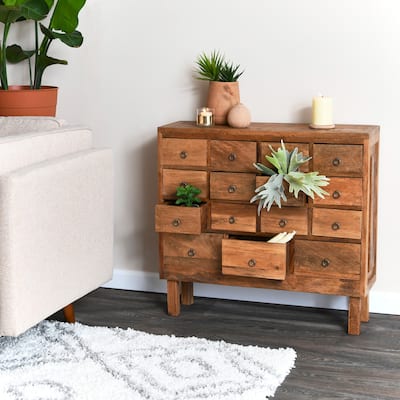 Solid Wood Apothecary Chest or Console Table with 15 Drawers