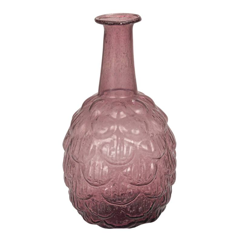 Various Embossed Reclaimed Glass Vases, Set of 4