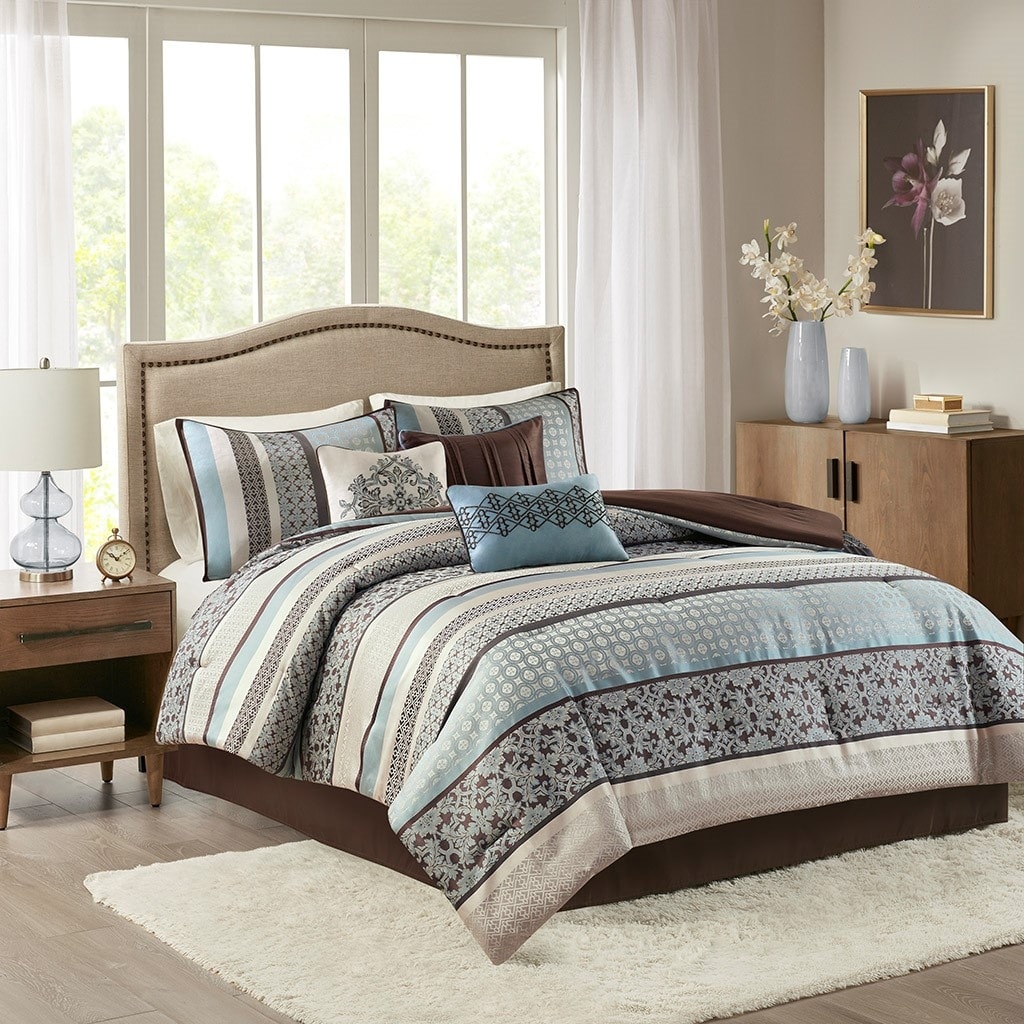 GDF Studio - Princeton 7-Piece Jacquard Comforter Set with Decorative Pillows
