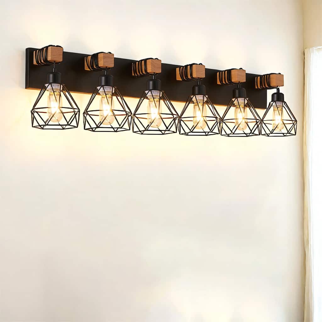 38" Modern Geometric 6-Light Vanity Light Fixture