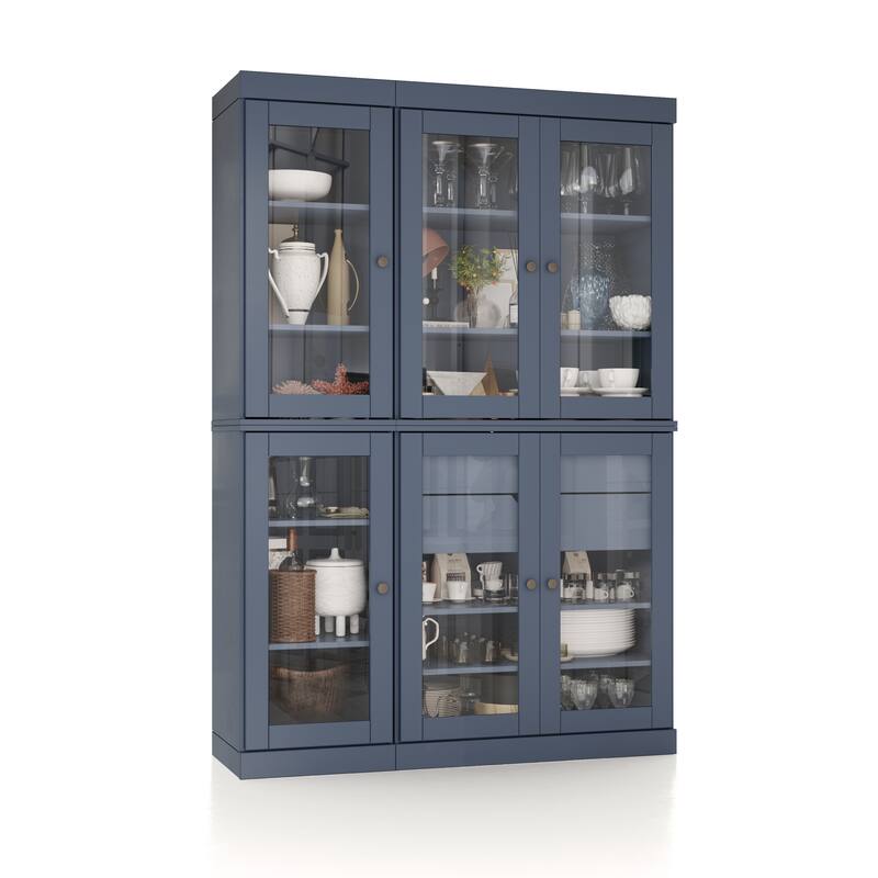 Palace Imports 100% Solid Wood 48.5" Pantry China Cabinet with Clear Glass Doors, 2-Drawers and Adjustable Shelves