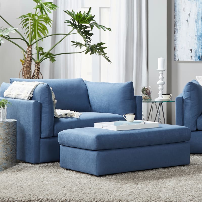 Roundhill Furniture Enda Pillow Back Fabric 3-Piece Sofa and Cuddler Chair Set