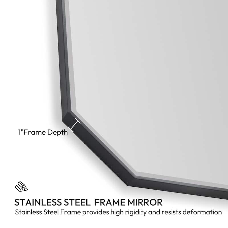 Sabadell Octagon Stainless Steel Framed Wall Mirror