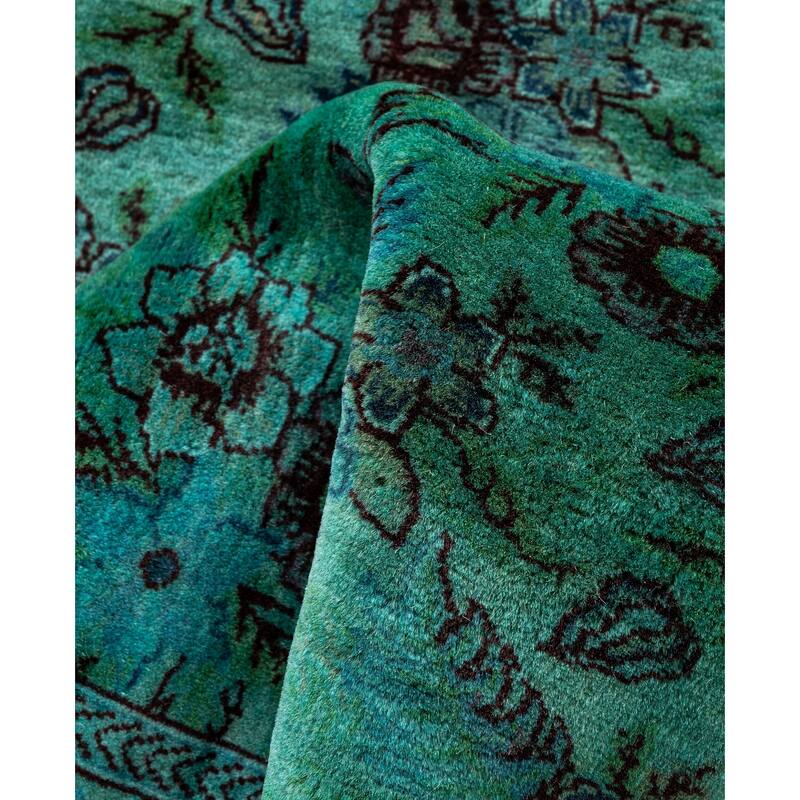 Overdyed One-of-a-Kind Hand-Knotted Area Rug - Green - 2' 8" x 12' 1"