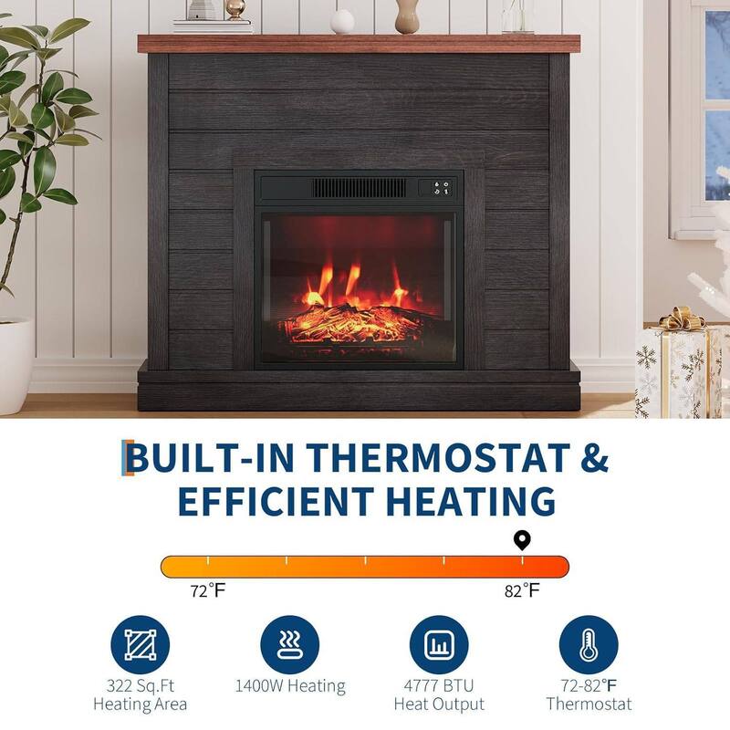 38" Freestanding Electric Fireplace for Bedroom Living Room