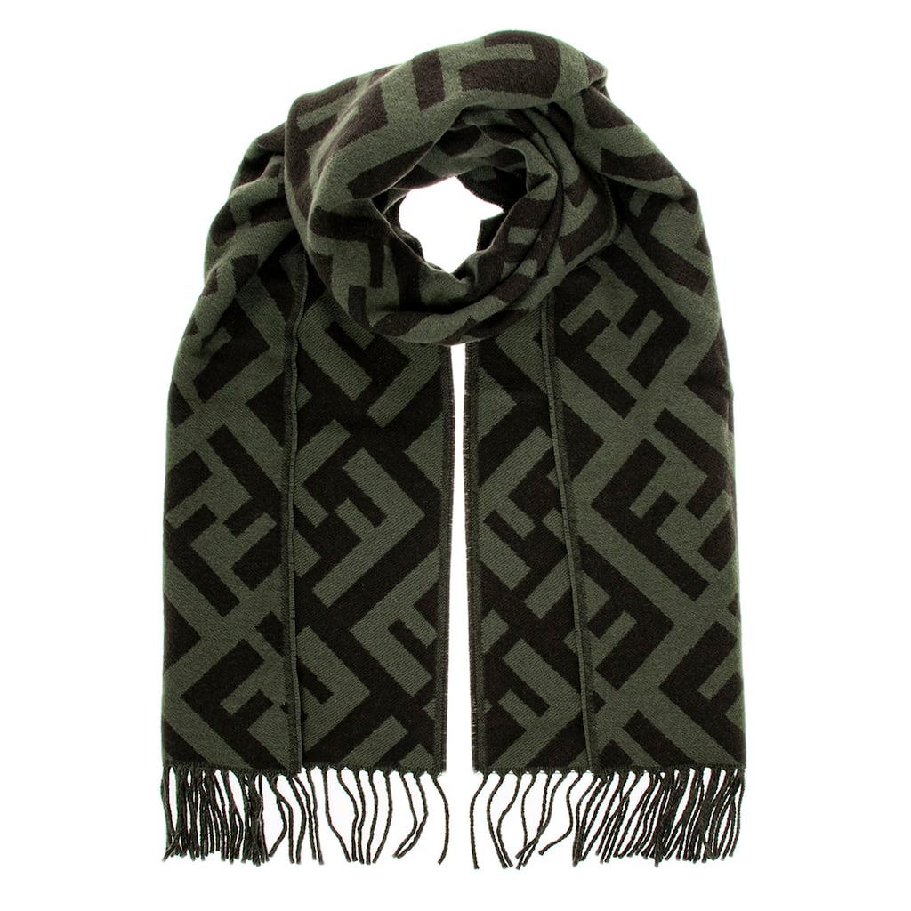 Fendi FF Cashmere Scarf with Fringe