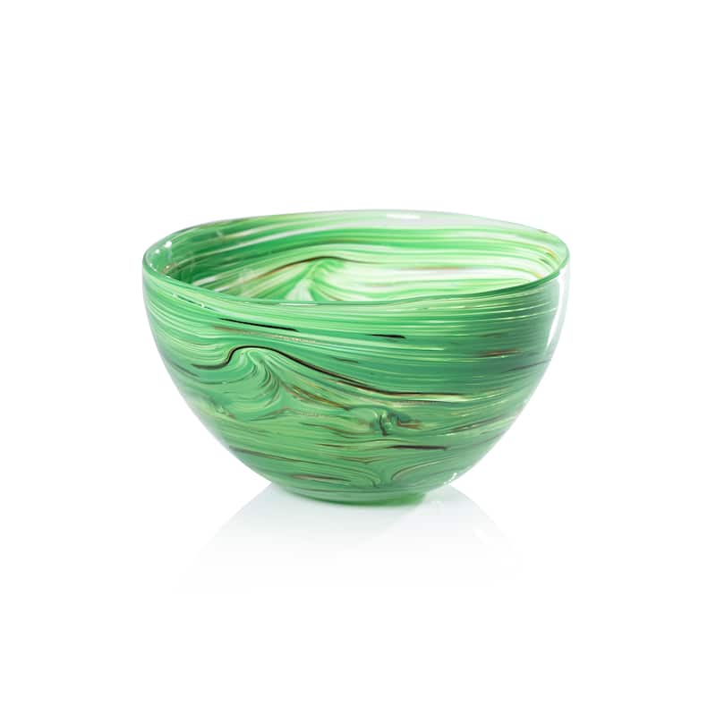 Delphine Glass Serving Bowl - Multi-Green - 8" x 4"