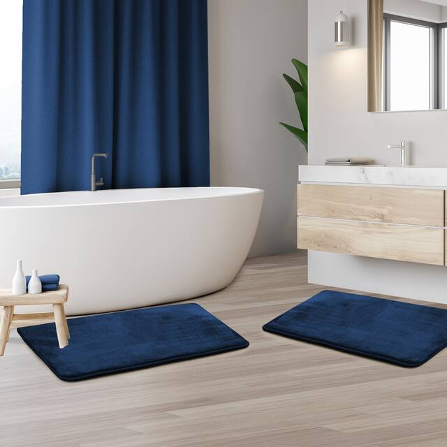 Clara Clark Ultra Soft Plush Bathroom Rug - Non-Slip, Velvet, Memory Foam Bath Mat - Set of 2