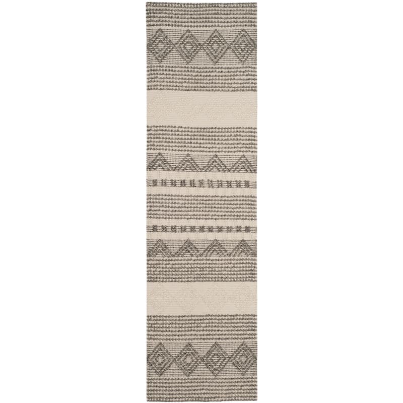 SAFAVIEH Handmade Natura Annedorte Wool Rug - 2'3" x 6' Runner - Grey/Ivory - Runner