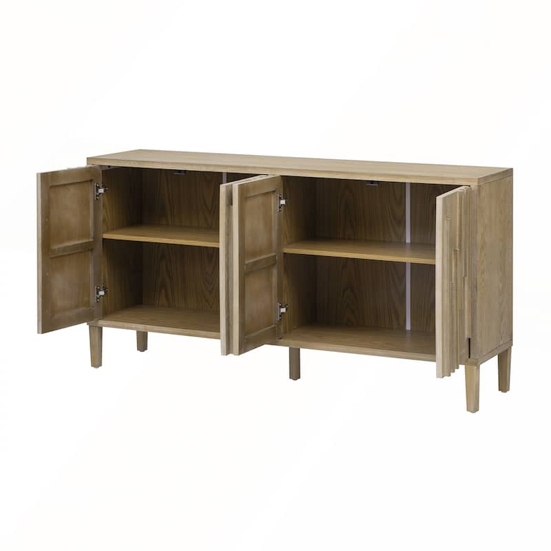 Farmhouse 59.8in 4 Doors Sideboard with Hidden Handle
