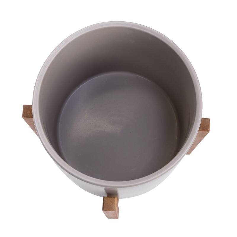 Liam Modern Ceramic Planter with Wood Legs