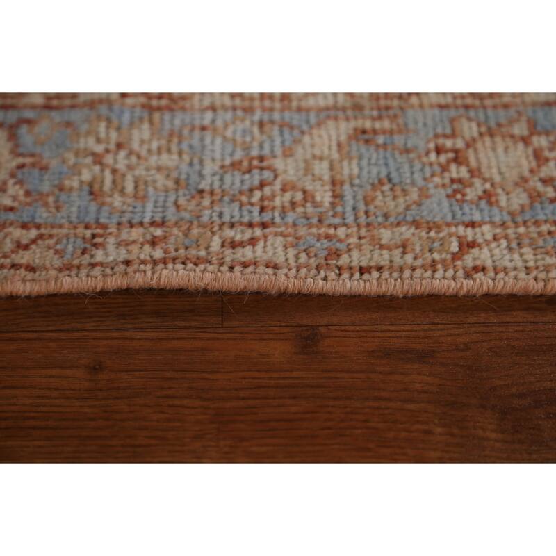 Hand Knotted Oriental 100% Wool Carpet Transitional Geometric Peach Oushak Area Rug - 3' 10'' X 2' 9''