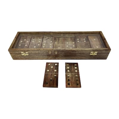 Sagebrook Home Wood, Dominoes Box, Brown, Rectangle, Solid