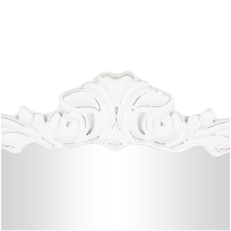 Cream Wooden Arched Scroll Room Wall Mirror with Scroll Details
