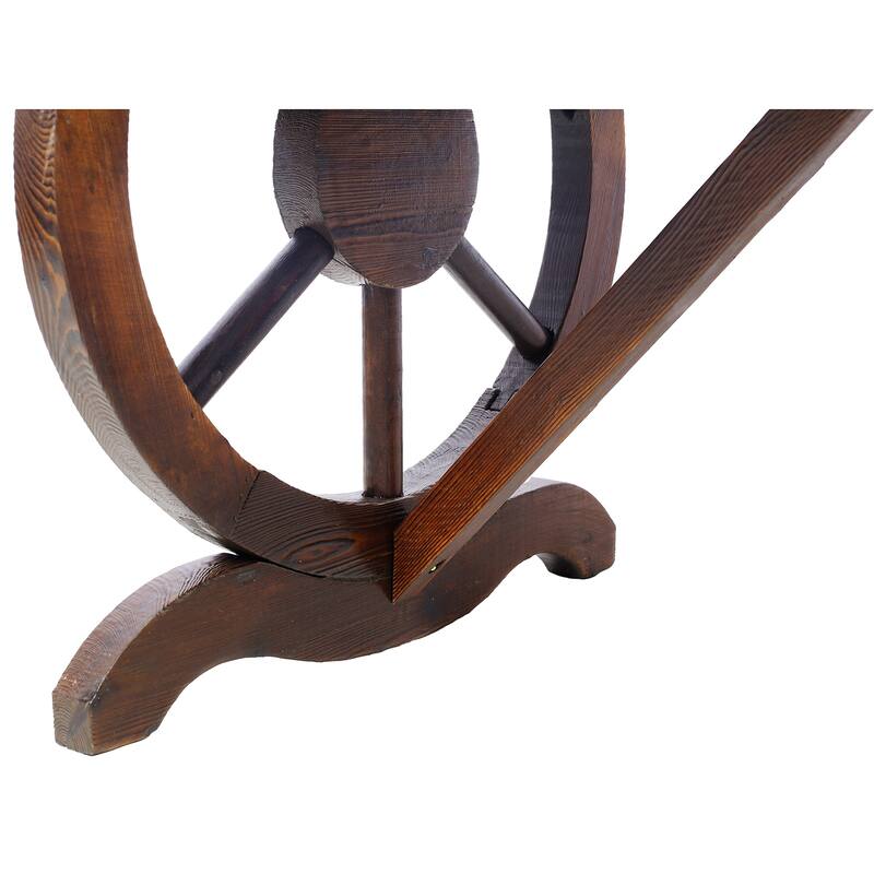 Rustic Wooden Bench with Wagon Wheels, 2-Seater Garden Patio Furniture