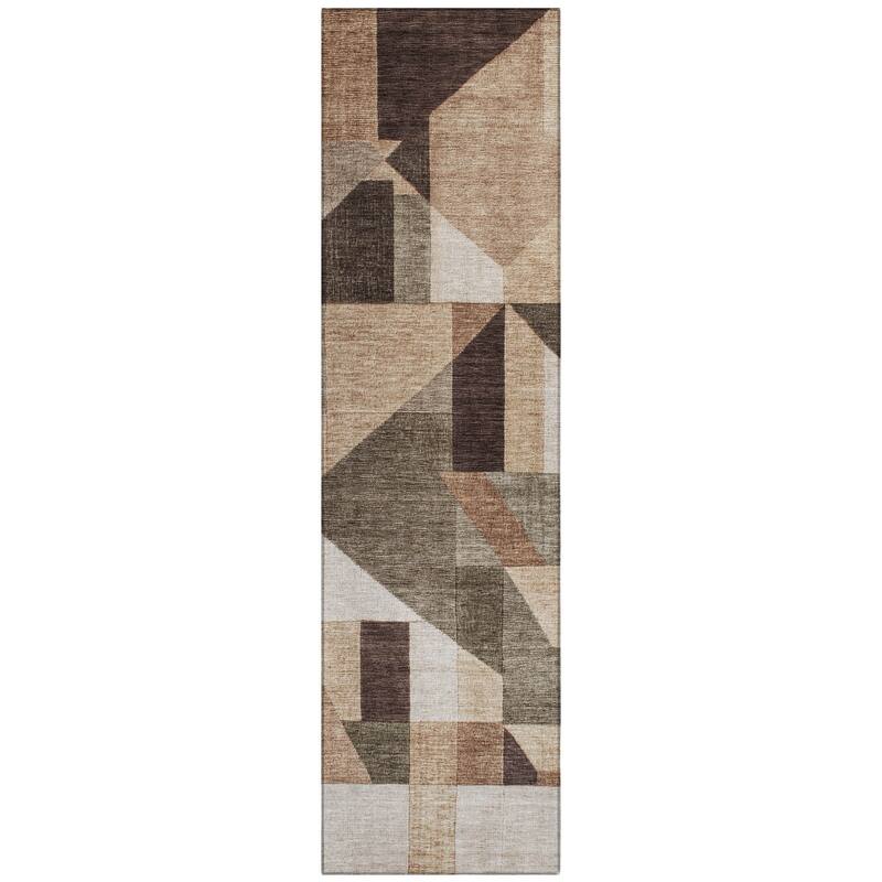 Machine Washable Indoor/ Outdoor Modern Geo Chantille Rug