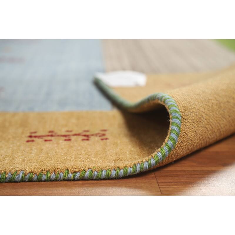 Hand Knotted Oriental 100% Wool Carpet Tribal Animal Pictorial Multi-Colored Gabbeh Area Rug - 9' 10'' X 6' 5''