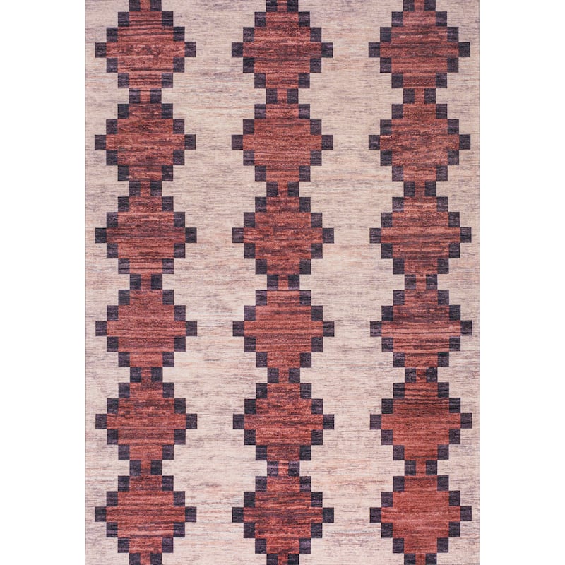 JONATHAN Y Siksak Bohemian Medallion Textured Weave Machine Washable Area Rug