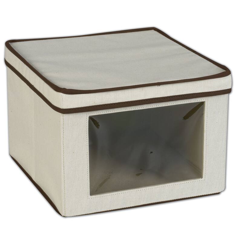 Household Essentials Vision Storage Box - Natural Canvas with Brown Trim