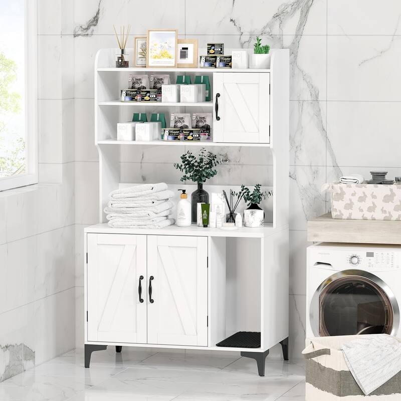 Cat Litter Box Furniture,Hidden Cat Box Enclosure with Shelf Storage