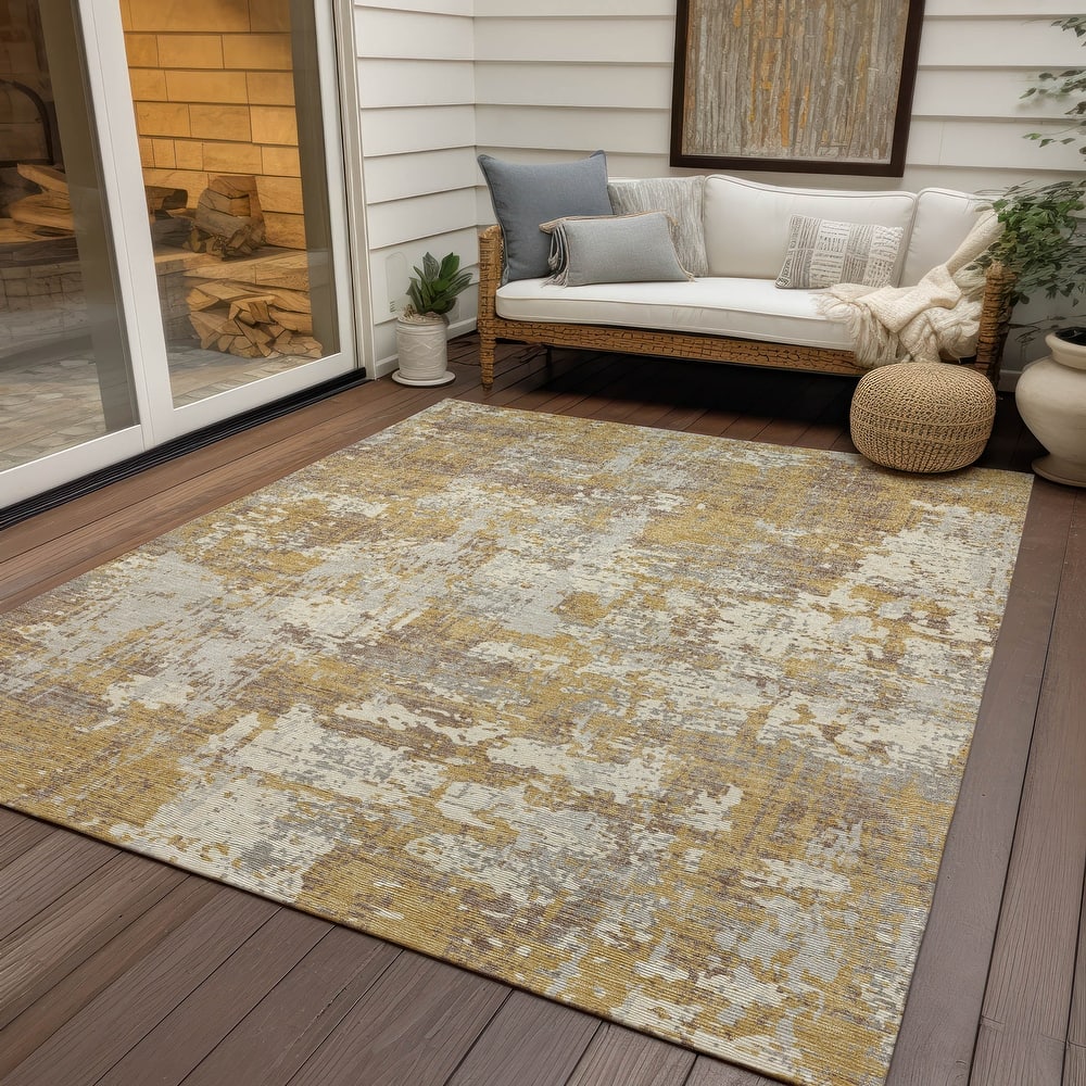 Machine Washable Indoor/ Outdoor Abstract Chantille Rug