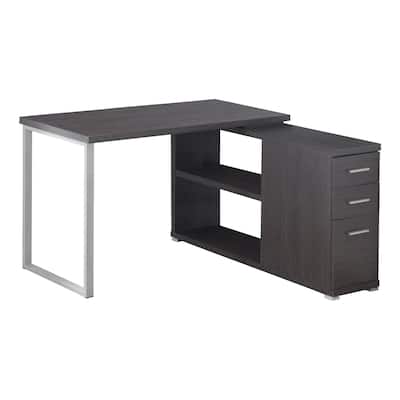 L-Shaped Computer Desk with Storage Drawers, Adjustable Shelf, Metal Base
