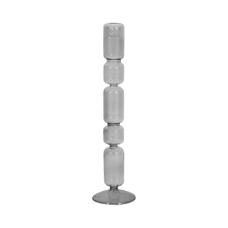 Modern Candle Holder with Stacked Sculptural Glass Base